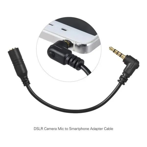 3 Pole TRS Female to 4 Pole TRRS Male Microphone Converter (DSLR to Smartphone Converter Jack)